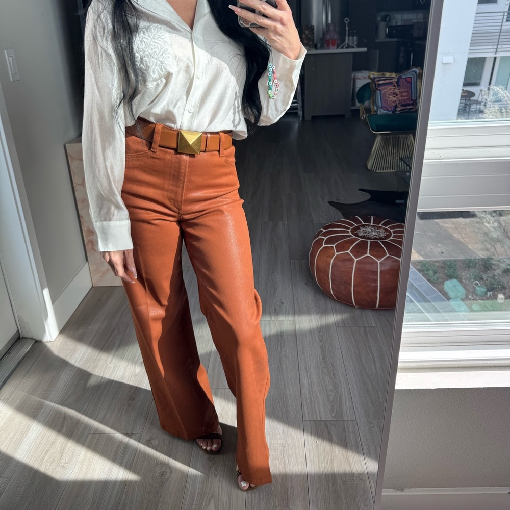 Favorite Daughter The Coated Mischa Wide Leg Pant Jean Size 23 - Picture 3 of 6